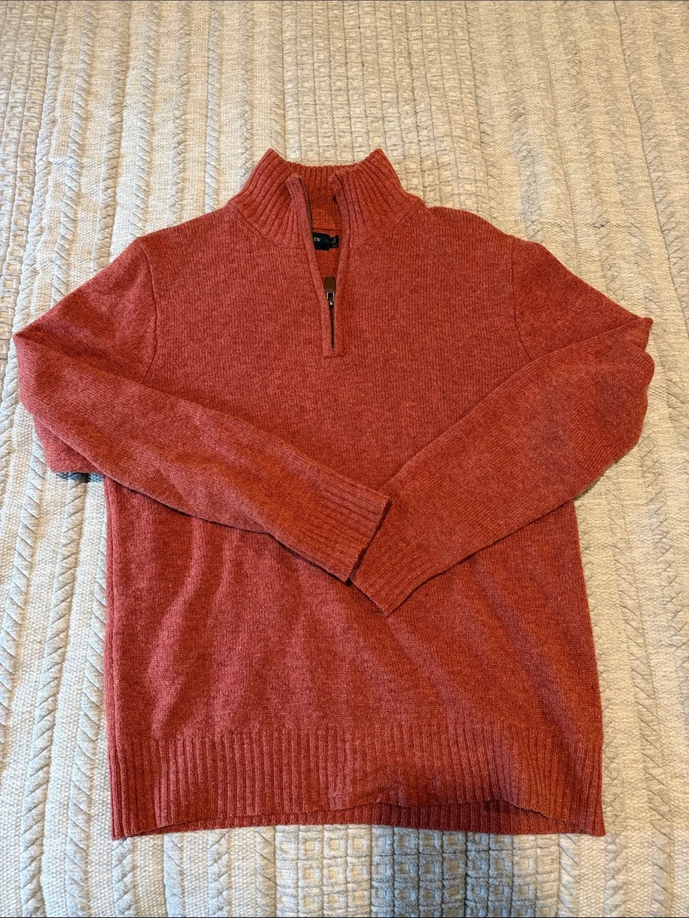 J. Crew Men's Half-Zip Sweater in Rust Orange